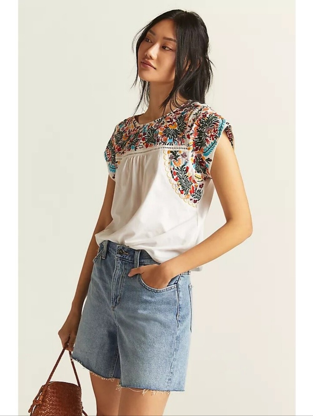 Anthropologie Tiny Tatum Embroidered Top